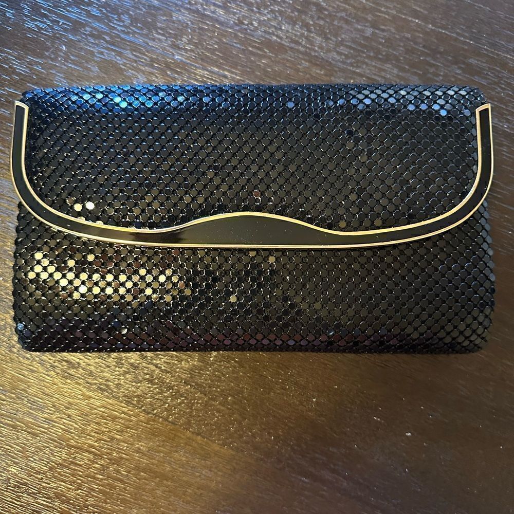 Black Shimmy Clutch with strap
